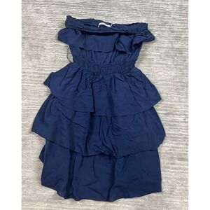 Body Central Dress Womens Small Blue Strapless Mini Ruffled‎ Tiered